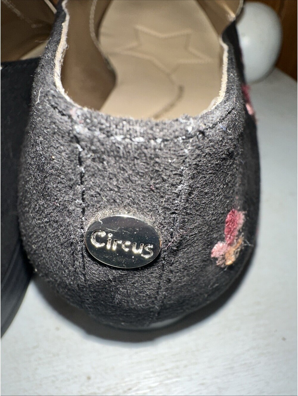 Circus By Sam Edelman Loafers women’s Black Sz 9 Suede Fleur Embroidered Shoes - Picture 8 of 8